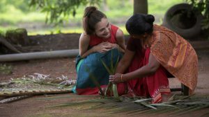 weaving coconut leaves